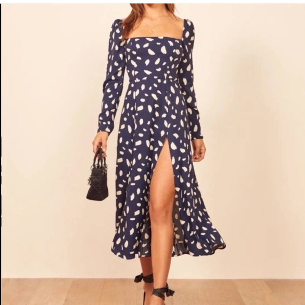 Reformation Sigmund Midi Splatter Dress